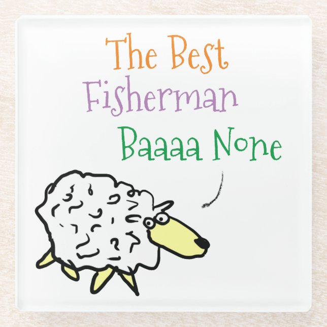 Sheep Design for a Fisherman Glass Coaster (Front)