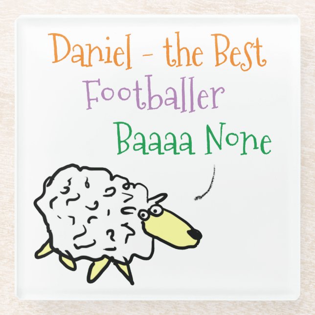 Sheep Design for a Footballer Glass Coaster (Front)