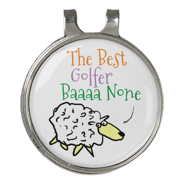 Sheep Design for a Golfer. Funny Golf Hat Clip (Front)