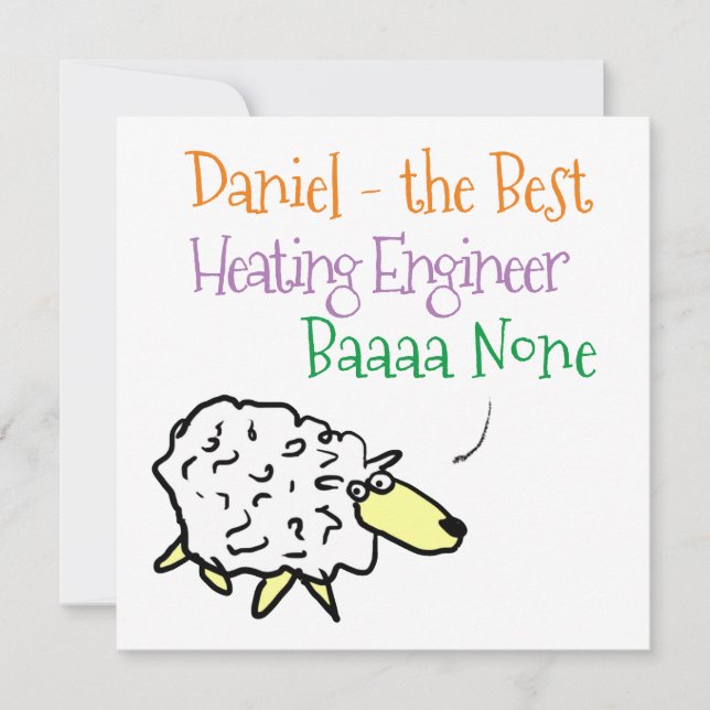Sheep Design for a Heating Engineer Holiday Card (Front)