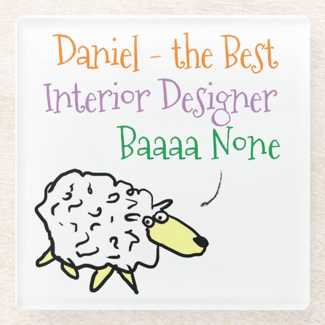 Sheep Design for a Interior Designer Glass Coaster (Front)