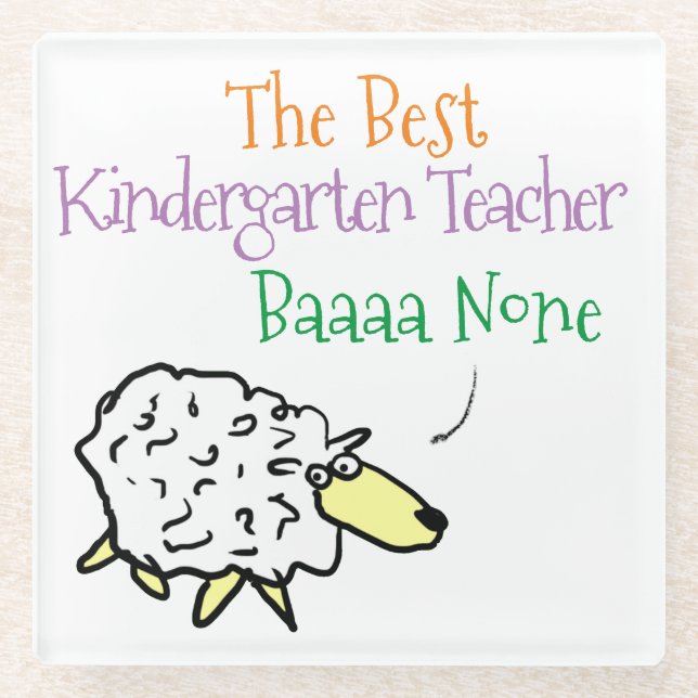 Sheep Design for a Kindergarten Teacher Glass Coaster (Front)
