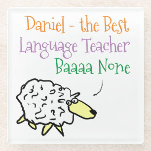 Sheep Design for a Language Teacher Glass Coaster