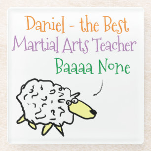 Sheep Design for a Martial Arts Teacher Glass Coaster