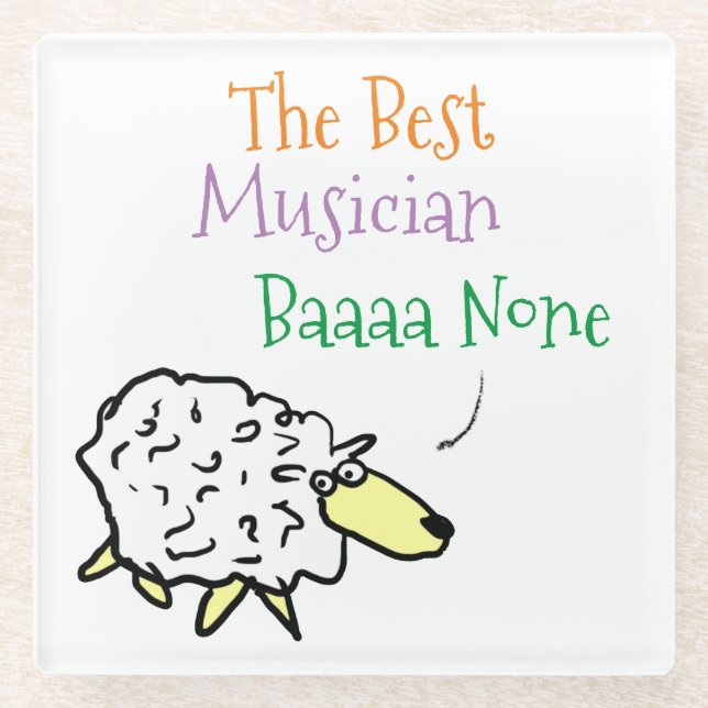 Sheep Design for a Musician Glass Coaster (Front)