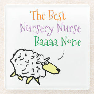 Sheep Design for a Nursery Nurse Glass Coaster