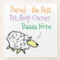 Sheep Design for a Pet Shop Owner Glass Coaster