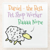 Sheep Design for a Pet Shop Worker Glass Coaster