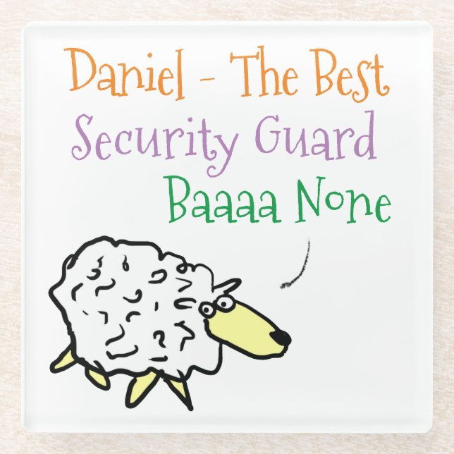 Sheep Design for a Security Guard Glass Coaster (Front)