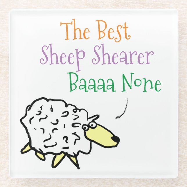 Sheep Design for a Sheep Shearer Glass Coaster (Front)
