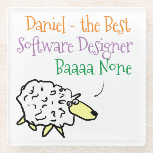 Sheep Design for a Software Designer Glass Coaster