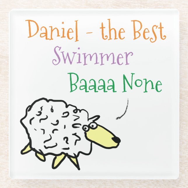 Sheep Design for a Swimmer Glass Coaster (Front)