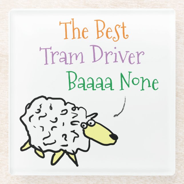 Sheep Design for a Tram Driver Glass Coaster (Front)
