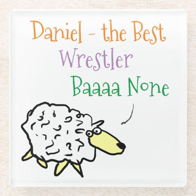 Sheep Design for a Wrestler Glass Coaster (Front)