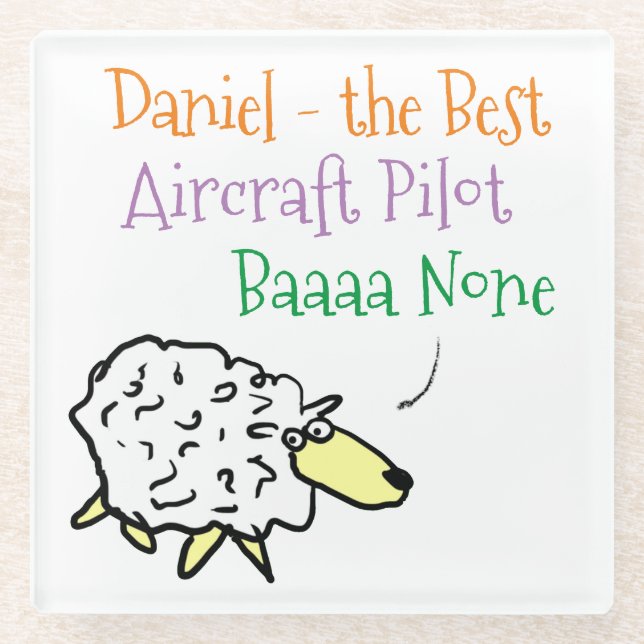 Sheep Design for an Aircraft Pilot Glass Coaster (Front)