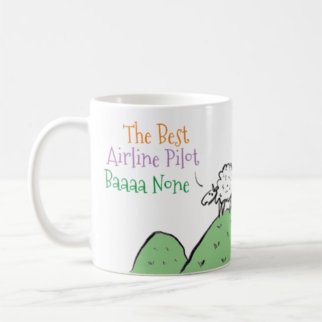 Sheep Design for an Airline Pilot Coffee Mug (Left)