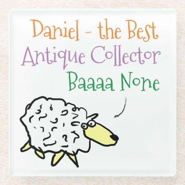 Sheep Design for an Antique Collector Glass Coaster (Front)