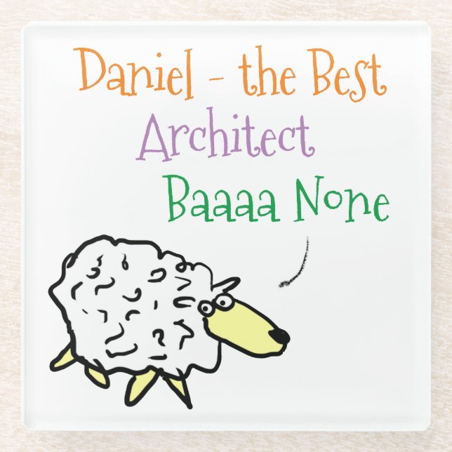 Sheep Design for an Architect Glass Coaster (Front)