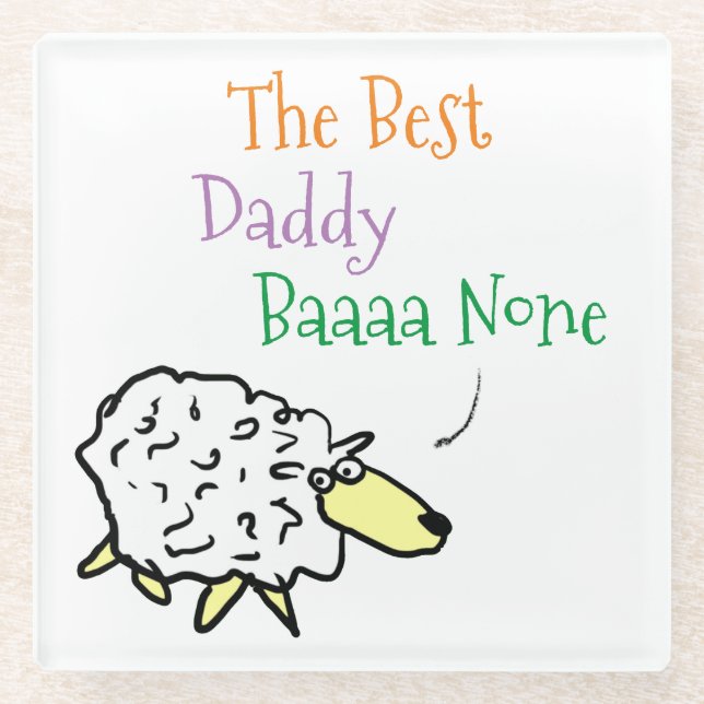 Sheep Design for the Best Daddy Glass Coaster (Front)