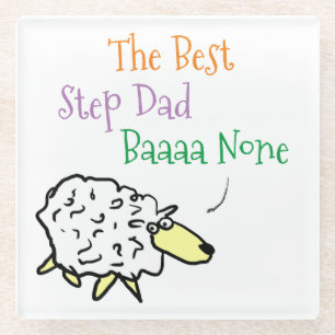Sheep Design for the Best Step Dad Glass Coaster
