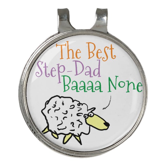 Sheep Design for the Best Step Dad Golf Hat Clip (Front)