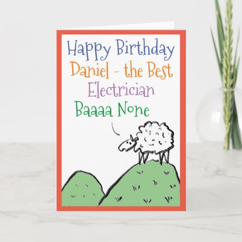 Sheep Design Happy Birthday Electrician Card