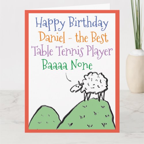 Sheep Design Happy Birthday Table Tennis Player Card