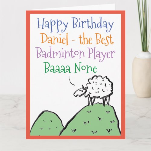 Sheep Design Happy Birthday to a Badminton Player Card