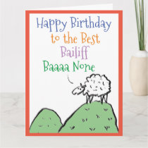 Sheep Design Happy Birthday to a Bailiff Card