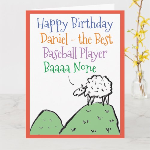 Sheep Design Happy Birthday to a Baseball Player Card