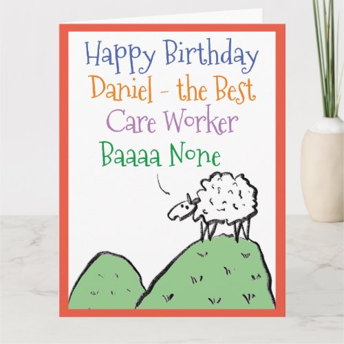 Sheep Design Happy Birthday to a Care Worker Card