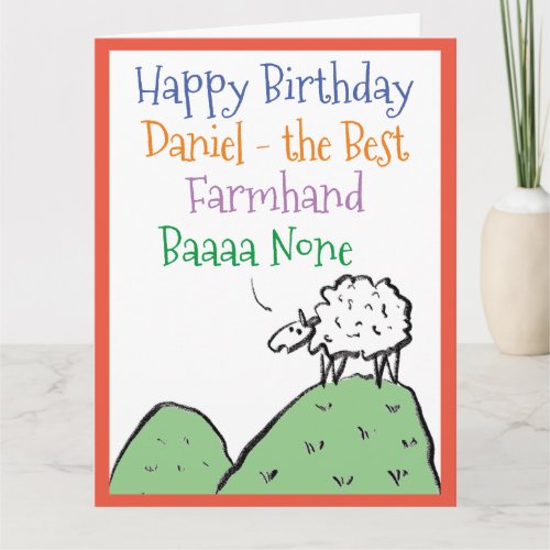 Sheep Design Happy Birthday to a Farmhand Card