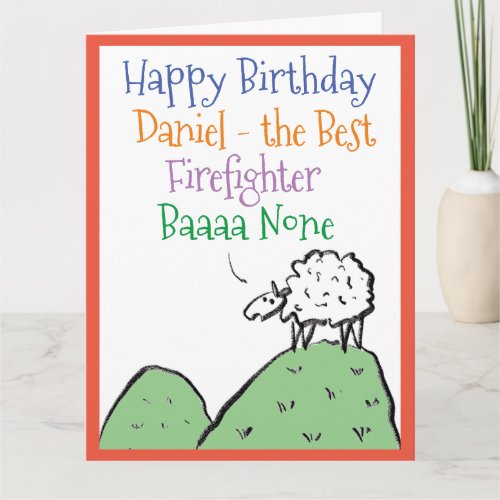 Sheep Design Happy Birthday to a Firefighter Card