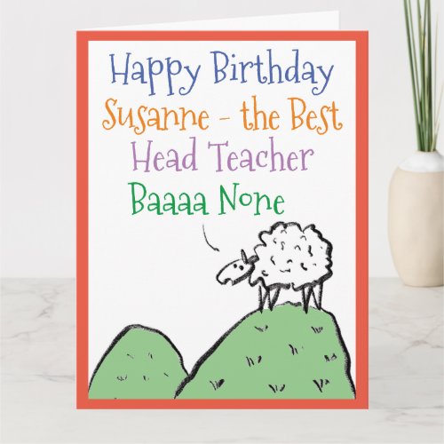 Sheep Design Happy Birthday to a Head Teacher Card