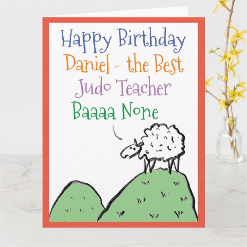 Sheep Design Happy Birthday to a Judo Teacher Card