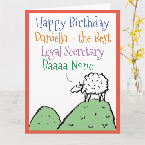 Sheep Design Happy Birthday to a Legal Secretary Card
