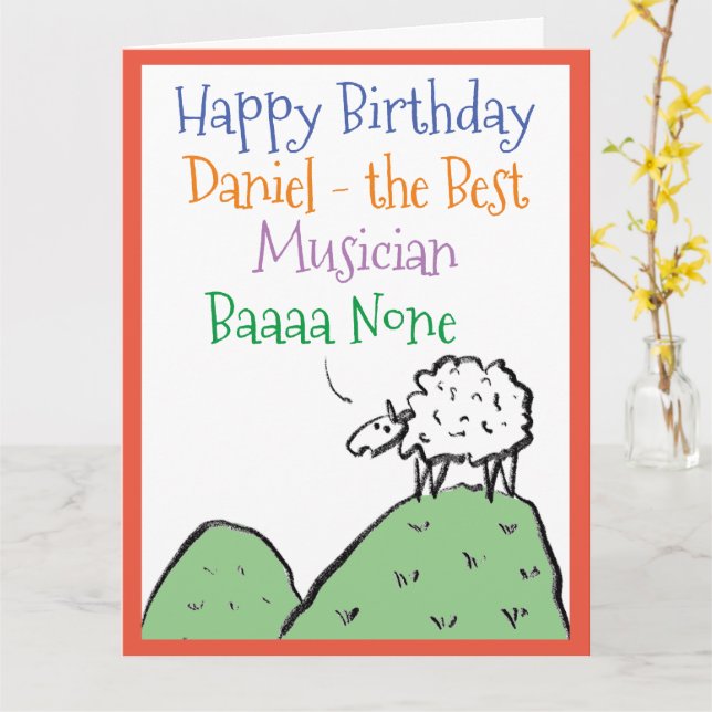 Sheep Design Happy Birthday to a Musician Card (Yellow Flower)