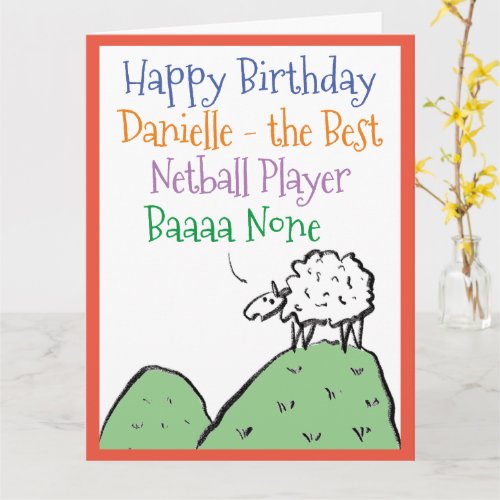 Sheep Design Happy Birthday to a Netball Player Card