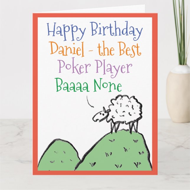 Sheep Design Happy Birthday to a Poker Player Card (Front)
