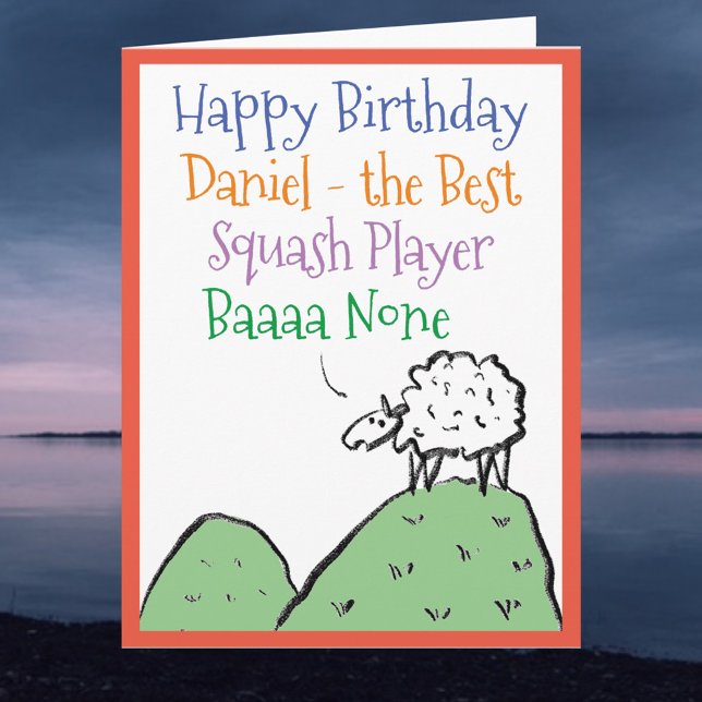 Sheep Design Happy Birthday to a Squash Player Card (Creator Uploaded)