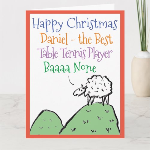 Sheep Design Happy Christmas Table Tennis Player Card