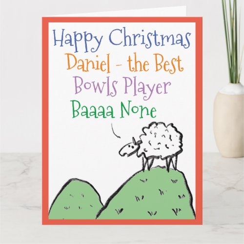 Sheep Design Happy Christmas to a Bowls Player Card