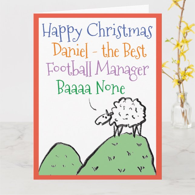 Sheep Design Happy Christmas to a Football Manager Card (Yellow Flower)