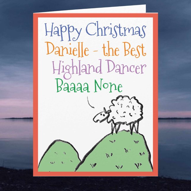 Sheep Design Happy Christmas to a Highland Dancer Card (Creator Uploaded)