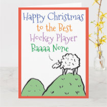 Sheep Design Happy Christmas to a Hockey Player Card