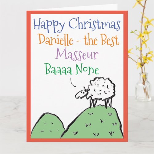 Sheep Design Happy Christmas to a Masseur Card