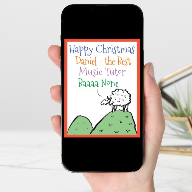Sheep Design Happy Christmas to a Music Tutor Card (Front Digital)