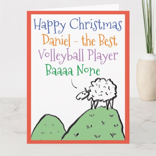 Sheep Design Happy Christmas to Volleyball Player Card