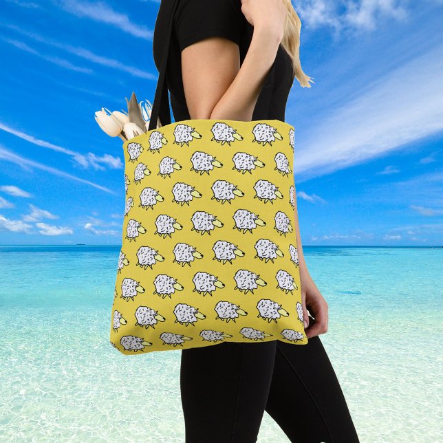 Sheep Design Illustration All Over Pattern Tote Bag (Creator Uploaded)