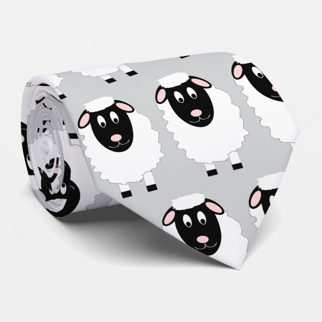 Sheep Design Neck Tie (Rolled)